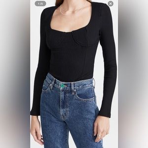 NWT endless rose shoulder pad top ribbed size small